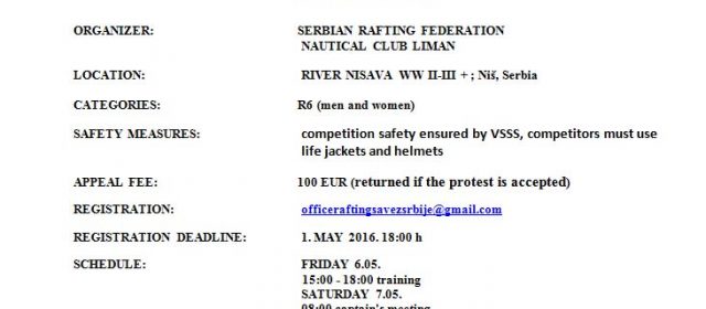 Pozivno pismo Nišava 2016. – Invitation to Euro rafting cup Nisava 2016.